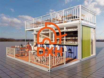 Çatı Teraslı Çift Katlı Açılır Konteyner Bar